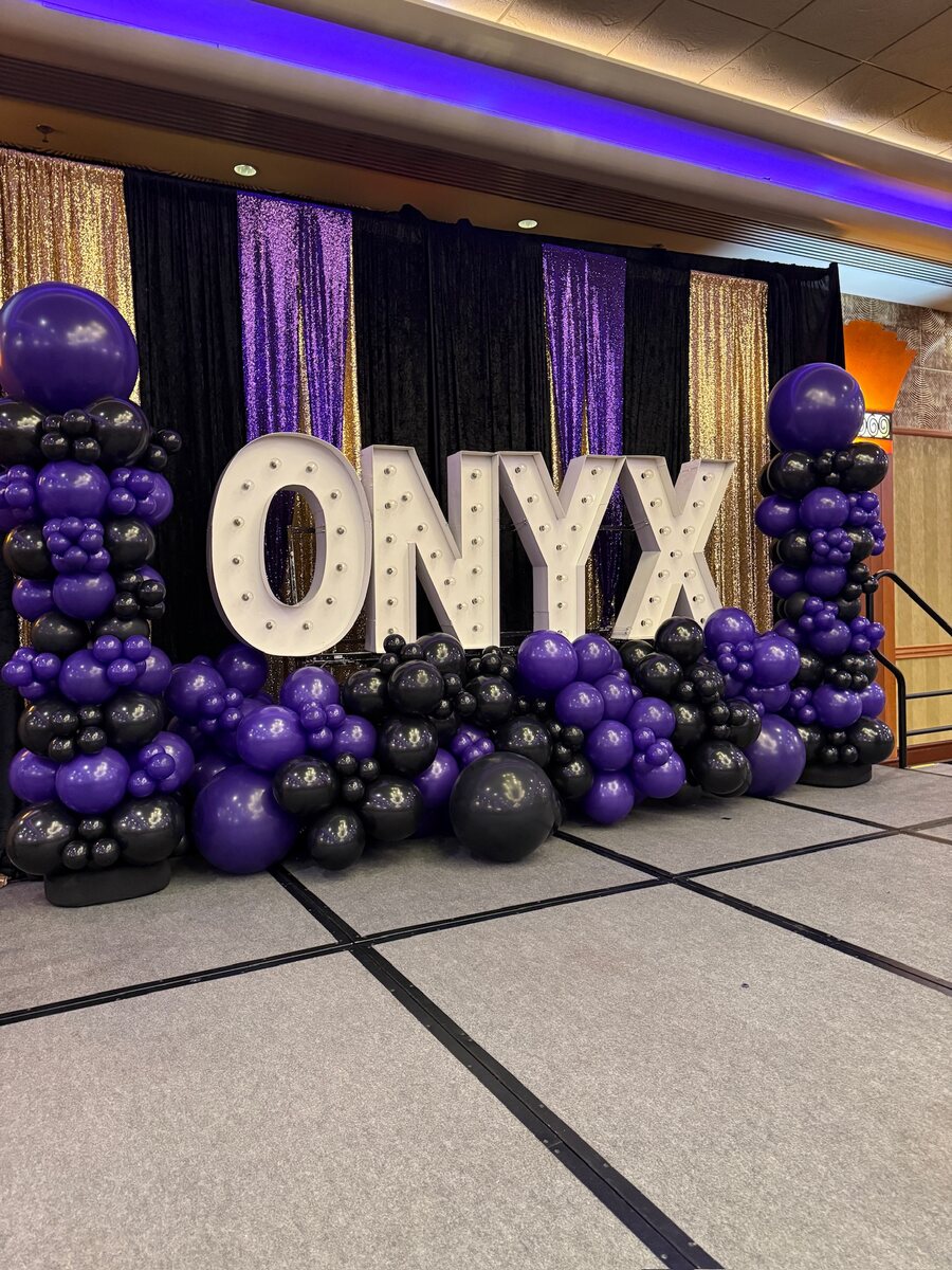 Custom purple balloon display