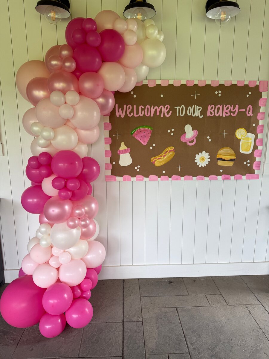 Pink and white organic balloon garland